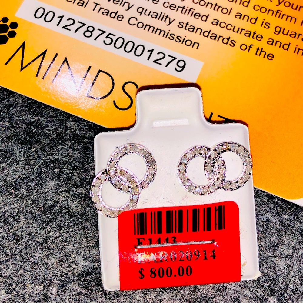 10k white gold vermeil real diamond beautiful custom made earrings NOT CZ Sale!